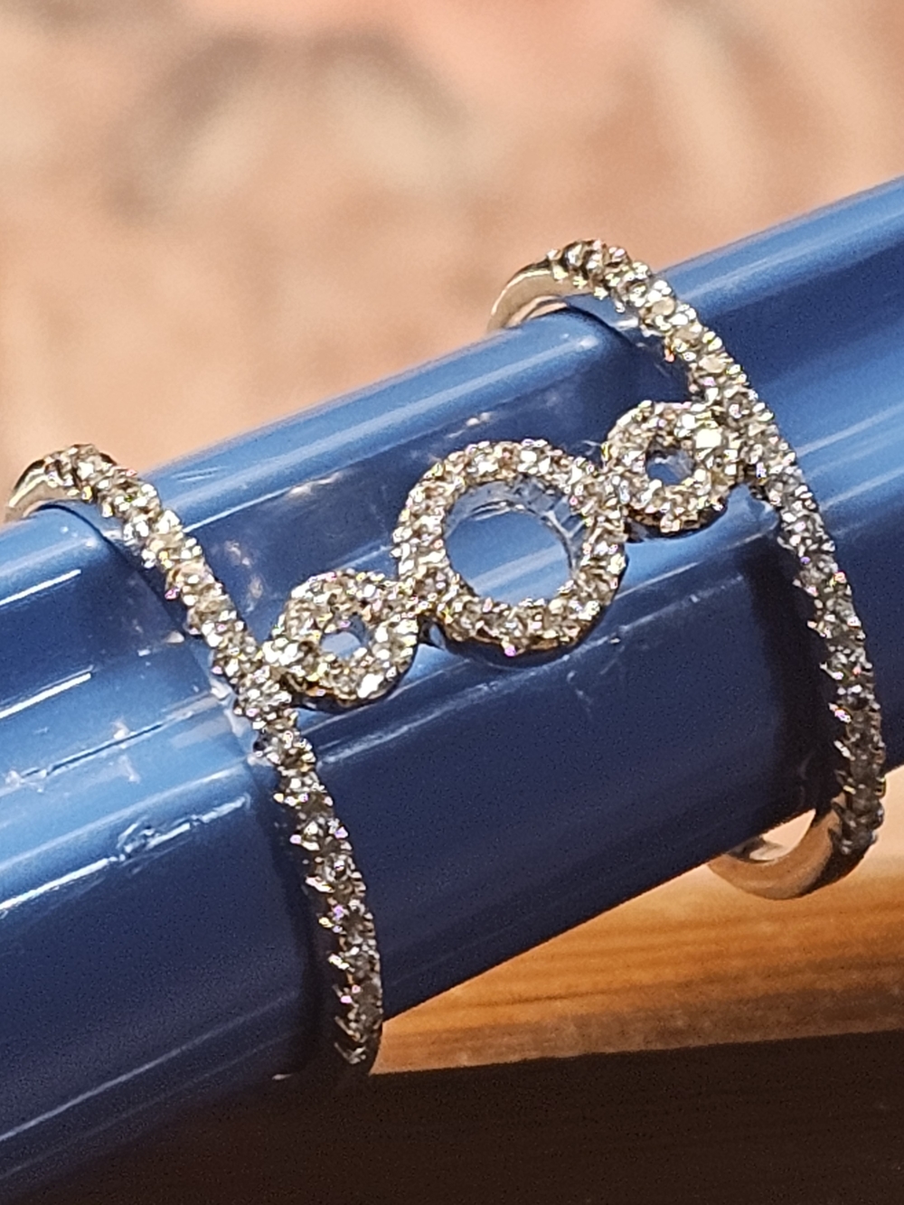 Crystal Circle Trio Openwork Sterling Ring - Silver